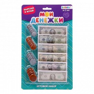 Игрушечный игровой набор «Мои покупки»: монеты, бумажные деньги (доллары)