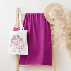 Полотенце в сумке Этель Brunette princess, 70х130 см, цвет фуксия, 100% хлопок
