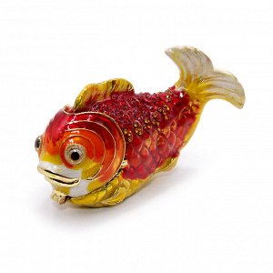 Шкатулка металлическая Золотая Рыбка - символ исполнения желаний 5,5см-10см