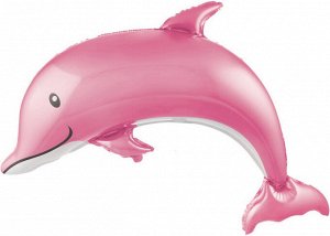 190387P, В0387 Шар-фигура, фольга, &quot;Дельфин счастливый розовый&quot; (Falali), 46&quot;/117 см