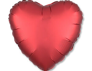 1204-0741, 385848 Шар-сердце 18"/46 см, фольга,  сатин красный/Sangria (AN)