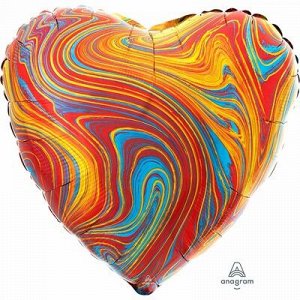1204-1044 Шар-сердце 18"/46 см, фольга, мрамор разноцвет/Colorful (AN)