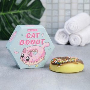 Фигурное мыло пончик Cat donut, шоколад 73г