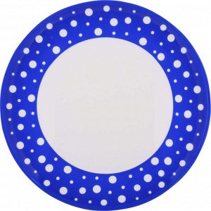 Тарелка пластиковая Горошек D-260 Бело-Синяя М-6235 (БАШ)