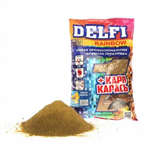 Прикормка Delfi Rainbow Карп-Карась банан/ваниль, зелёный, вес 0,8 кг.