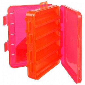 Коробка для воблеров и балансиров ВБ-3, цвет красный, 2-сторонняя, 5+5 отделений, 200 x 160 x 45 мм
