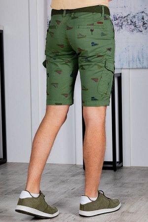 Шорты Модель: casual. Цвет: зелёный. Комплектация: шорты. Состав: хлопок-97%, спандекс-3%. Бренд: AIGULA. Фактура: принт.