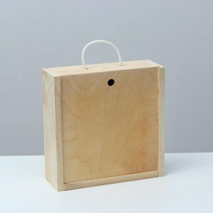 Коробка пенал 25*25*9 см подарочная деревянная, ручка верёвка