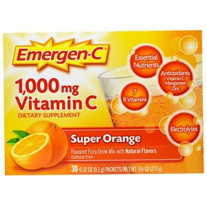 Emergen-C, Super Orange, витамин С, 1000 мг, апельсин, 30 пакетиков, 9,1 г (0,32 унции) каждый