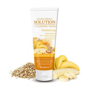 DEOPROCE NATURAL PERFECT SOLUTION CLEANSING FOAM OUTMEAL BANANA 170gr Пенка для умывания овсянка,банан