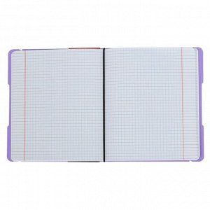 Тетрадь А5+, 48 листов в клетку ErichKrause "FolderBook Pastel", съемная пластиковая обложка, на резинках, блок офсет, белизна 100%, фиолетовая