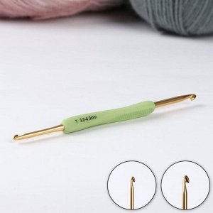 Крючок для вязания, двусторонний, с прорезиненной ручкой, d = 2,5/3,5 мм, 13,5 см