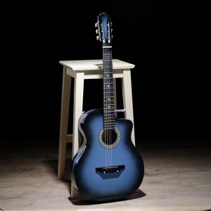 Гитара акустическая 6-ти струнная, сине-чёрная