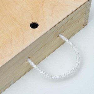 Коробка пенал 25*25*9 см подарочная деревянная, ручка верёвка