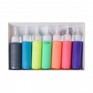 Краска по стеклу витражная Аппликация, набор 7 цветов по 20 мл «Экспоприбор» Fluo, с блестками