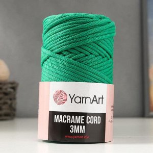 Пряжа "Macrame Cord"  60% хлопок, 40% вискоза/полиэстер 3 мм 85м/250гр (759 ярко-зелёный)