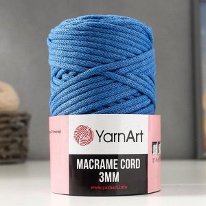 Пряжа "Macrame Cord"  60% хлопок, 40% вискоза/полиэстер 3 мм 85м/250гр (786 т.голубой)