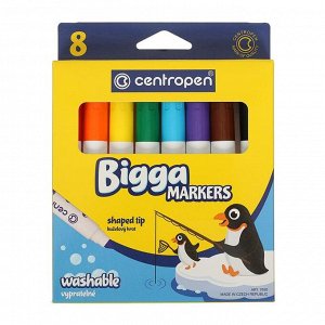 Фломастеры Maxi 8 цветов Centropen "Bigga Markers", 7.5 мм утолщенные, смываемые, картонная упаковка, европодвес