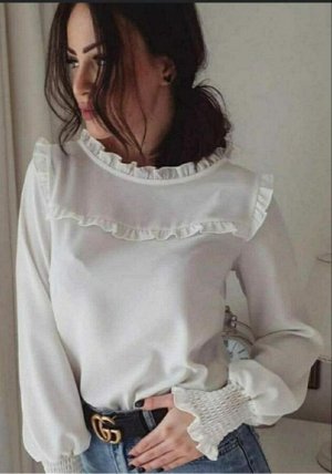 Рубашка Женская 3003 "Маленькие Рюшечки" Белая