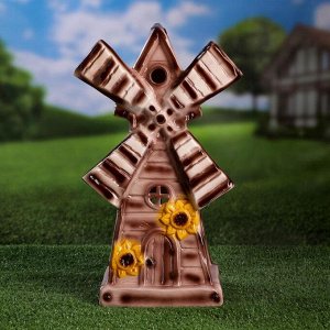 Садовая фигура-светильник "Мельница", коричневая, 40 см, без элемента питания