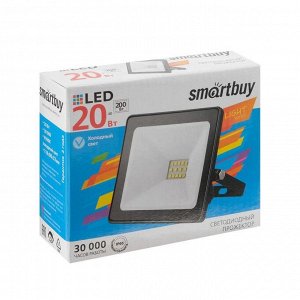 Прожектор светодиодный Smartbuy FL SMD LIGHT, 20 Вт, 6500 К, 1100 Лм, IP65, холодный белый
