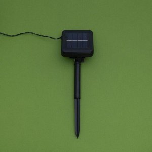 Гирлянда «Нить», 4.5 м, уличная, с насадками «Бабочка», IP44, 30 LED, 2 режима, солнечная батарея, тёмная нить, свечение синее/зелёное