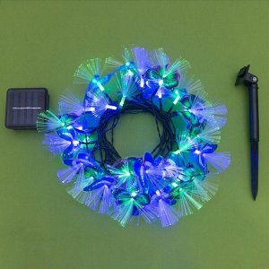 Гирлянда «Нить», 4.5 м, уличная, с насадками «Бабочка», IP44, 30 LED, 2 режима, солнечная батарея, тёмная нить, свечение синее/зелёное