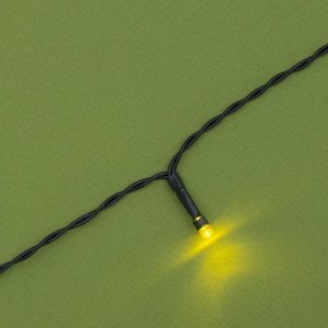 Гирлянда «Нить» 10 м, IP44, тёмная нить, 100 LED, свечение жёлтое, 2 режима, солнечная батарея