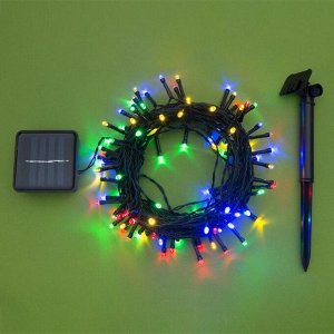 Гирлянда "Нить" 10 м, тёмная нить, 100 LED, свечение мульти, 2 режима, солнечная батарея