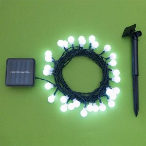 Гирлянда "Нить" 4.5 м с насадками "Шарики", IP44, тёмная нить, 30 LED, свечение белое, 2 режима, солнечная батарея