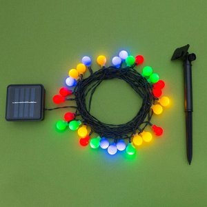 Гирлянда "Нить" 4.5 м с насадками "Шарики", IP44, тёмная нить, 30 LED, свечение мульти, 2 режима, солнечная батарея