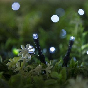 Гирлянда "Нить" 20 м, тёмная нить, 200 LED, свечение белое, 2 режима, солнечная батарея