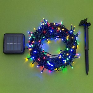 Гирлянда "Нить" 20 м, тёмная нить, 200 LED, свечение мульти, 2 режима, солнечная батарея