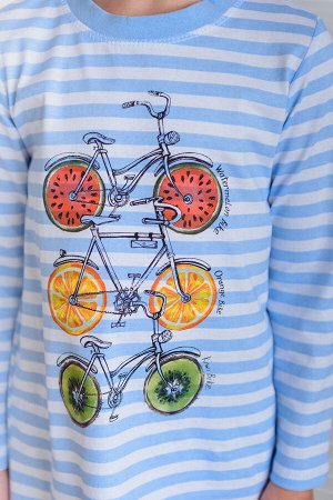 Ночная сорочка подростковая из кулирки с длинным рукавом Fruits&bikes голубой