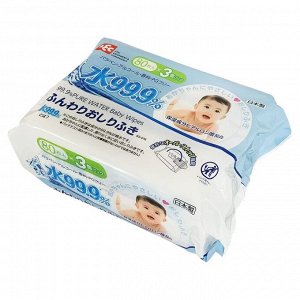 Детские влажные салфетки (увлажняющие) 180 х 150 мм, 80 штук х 3 упаковки