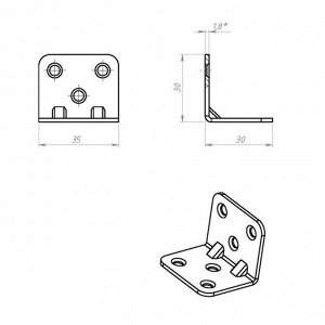 Уголок мебельный 30 х 30 х 35 х 2 мм, оцинкованный