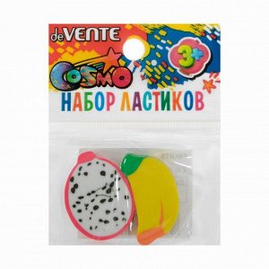 Ластик deVENTE дизайн Fruits, синтетика, 2 штуки, цветной, в пластиковом пакете с европодвесом