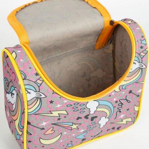 Косметичка-сумка, отдел на молнии, цвет розовый, «Единороги»
