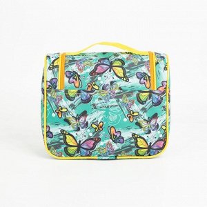 Косметичка-сумка, отдел на молнии, цвет мятный, «Бабочки»