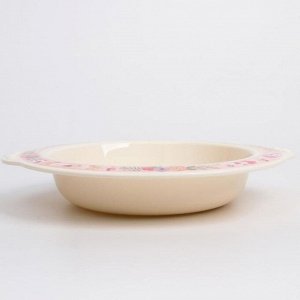 Миска - тарелочка детская «Зайка», цвет бежевый, розовый декор