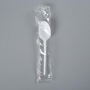 Ложка одноразовая столовая "Белая" в индивидуальной упаковке, 16,5 см