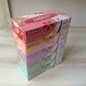 Салфетки бумажные в коробке с маркировкой «ORIENT» (Япония)