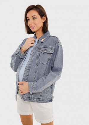 Куртка джинсовая "Дакота" для беременных; деним/вышивка