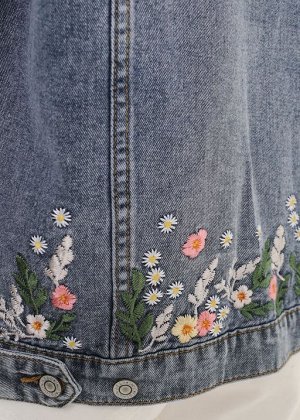 Куртка джинсовая "Дакота" для беременных; деним/вышивка
