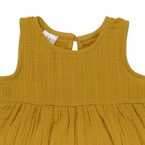 Tkano Платье без рукава из хлопкового муслина горчичного цвета из коллекции Essential 12-18M