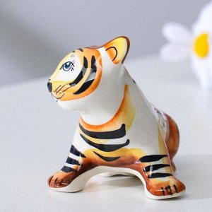 Сувенир Тигр "Тарзан", 10 см, гжель, цвет