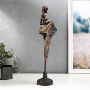 Сувенир полистоун "Африканка с кувшином. в наряде - геометрия. на стуле" 43х11х9.3 см
