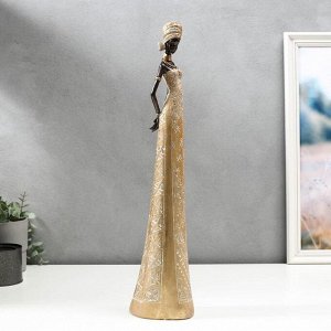 Сувенир полистоун "Африканка в золотом платье-геометрия и тюрбане" 54х12.5х9 см