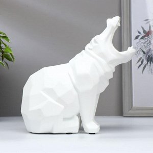 Сувенир полистоун "Белый бегемот 3D" 23,5х23х12,5 см