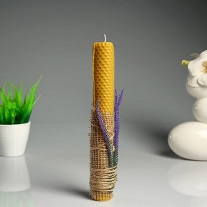 Свеча из вощины "Деревенская" медовая, с декором, 3,5?26 см
